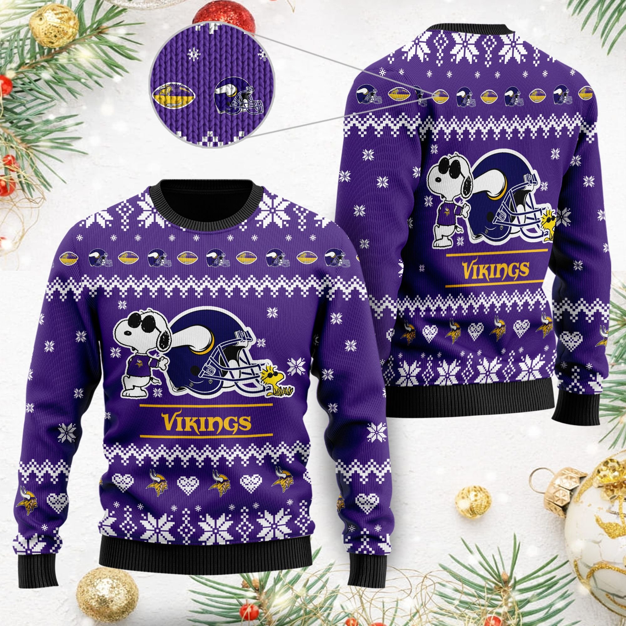 Minnesota Vikings Cute The Snoopy Show Football Helmet 3D All Over Print Ugly Christmas Sweater Minnesota Vikings Cute The Snoopy Show Football Helmet 3D All Over Print Ugly Christmas Sweater