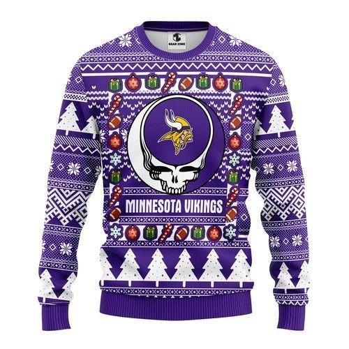 Minnesota Vikings Grateful Dead Ugly Christmas Sweater Minnesota Vikings Grateful Dead Ugly Christmas Sweater