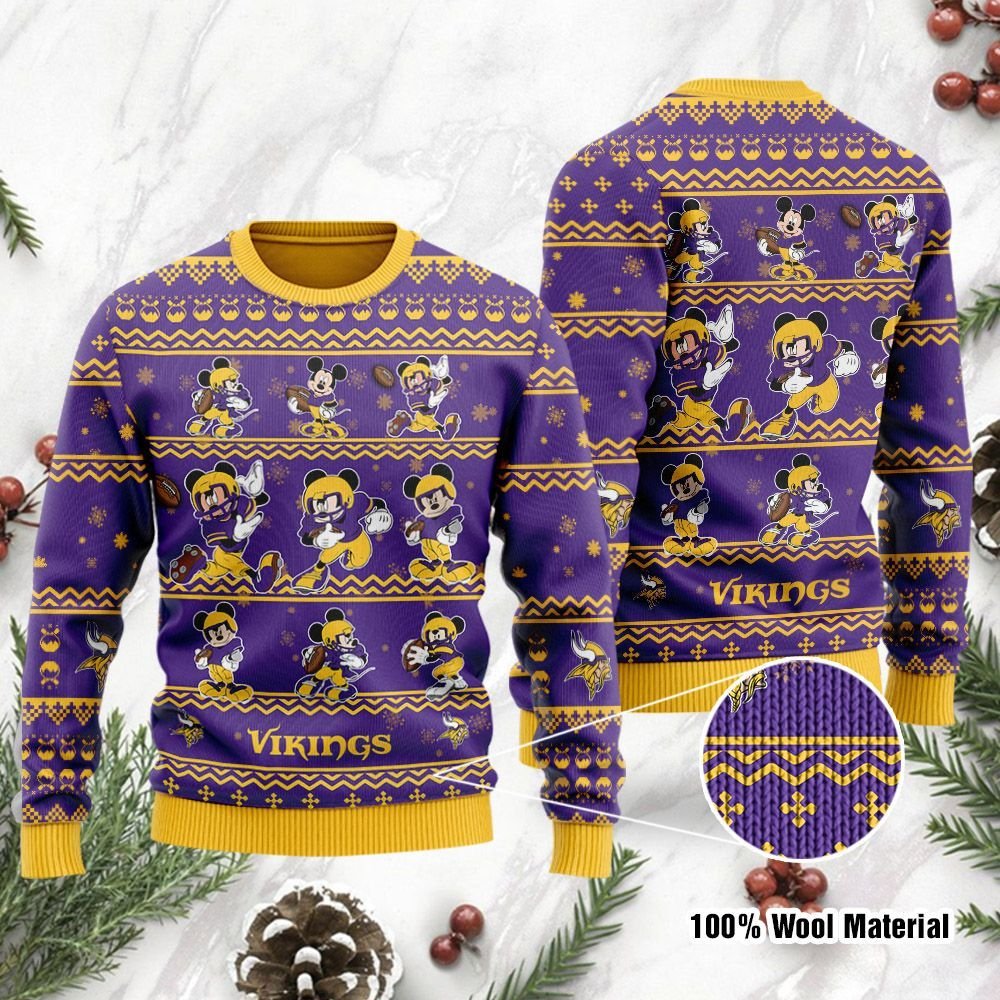 Minnesota Vikings Mickey Mouse Holiday Party Ugly Christmas Sweater Minnesota Vikings Mickey Mouse Holiday Party Ugly Christmas Sweater