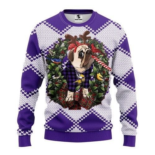Minnesota Vikings Pug Dog Ugly Christmas Sweater Minnesota Vikings Pug Dog Ugly Christmas Sweater