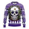 Minnesota Vikings Skull Flower Ugly Christmas Sweater