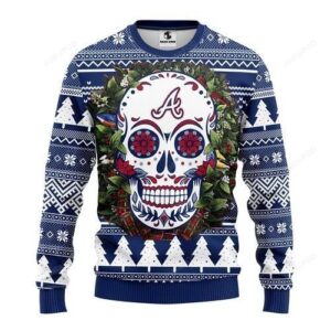 Mlb Atlanta Braves Skull Ugly Christmas Sweater