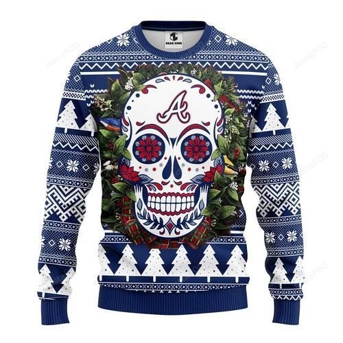 Mlb Atlanta Braves Skull Ugly Christmas Sweater Mlb Atlanta Braves Skull Ugly Christmas Sweater