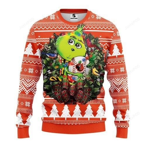 Mlb Baltimore Orioles Grinch Hug Ugly Christmas Sweater Mlb Baltimore Orioles Grinch Hug Ugly Christmas Sweater