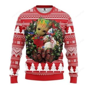 Mlb Boston Red Sox Groot Hug Ugly Christmas Sweater