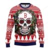 Mlb Boston Red Sox Skull Flower Ugly Christmas Sweater
