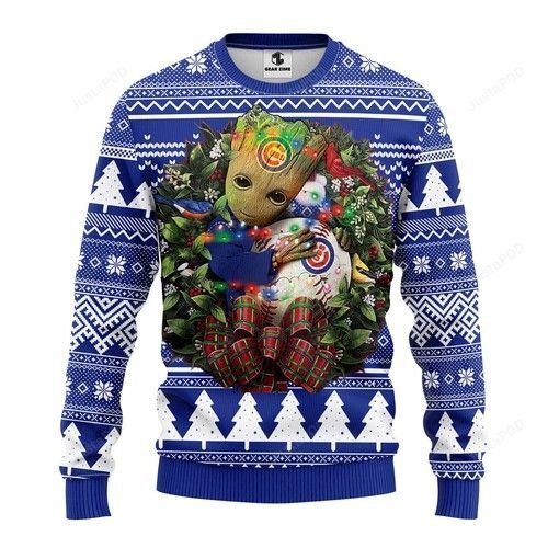 Mlb Chicago Cubs Groot Hug Ugly Christmas Sweater Mlb Chicago Cubs Groot Hug Ugly Christmas Sweater