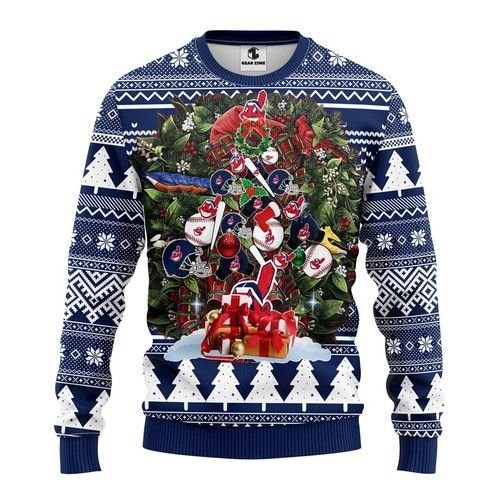 Mlb Cleveland Indians Tree Christmas Ugly Christmas Sweater Mlb Cleveland Indians Tree Christmas Ugly Christmas Sweater