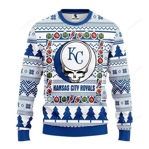 Mlb Kansas City Royals Grateful Dead Ugly Christmas Sweater Mlb Kansas City Royals Grateful Dead Ugly Christmas Sweater