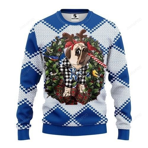 Mlb Kansas City Royals Pug Dog Ugly Christmas Sweater Mlb Kansas City Royals Pug Dog Ugly Christmas Sweater