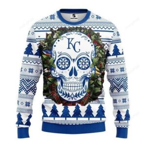 Mlb Kansas City Royals Skull Flower Ugly Christmas Sweater