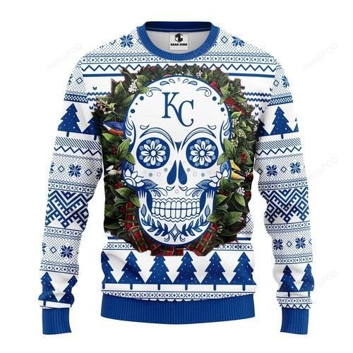 Mlb Kansas City Royals Skull Flower Ugly Christmas Sweater Mlb Kansas City Royals Skull Flower Ugly Christmas Sweater