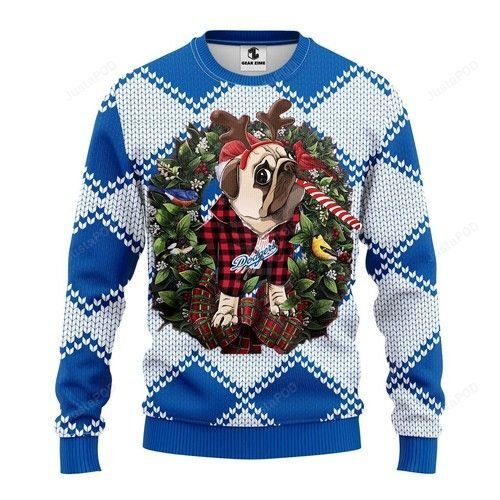 Mlb Los Angeles Dodgers Pug Dog Ugly Christmas Sweater Mlb Los Angeles Dodgers Pug Dog Ugly Christmas Sweater