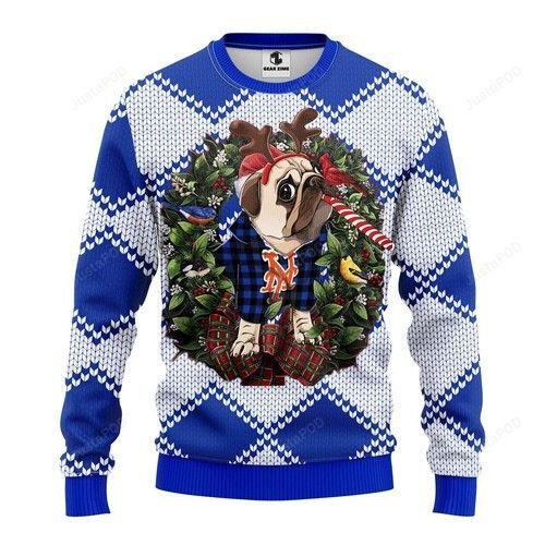 Mlb New York Mets Pug Dog Ugly Christmas Sweater Mlb New York Mets Pug Dog Ugly Christmas Sweater