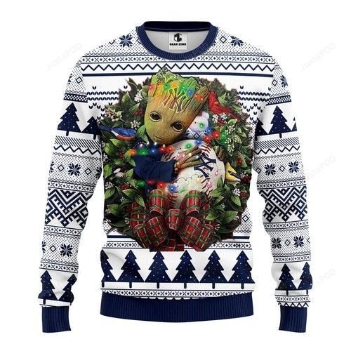 Mlb New York Yankees Groot Hug Ugly Christmas Sweater Mlb New York Yankees Groot Hug Ugly Christmas Sweater
