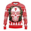 Mlb Philadelphia Phillies Skull Flower Ugly Christmas Sweater