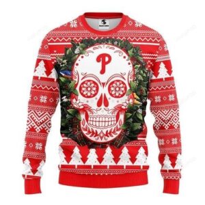 Mlb Philadelphia Phillies Skull Ugly Christmas Sweater