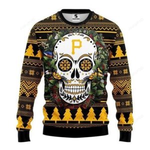 Mlb Pittsburgh Pirates Skull Flower Ugly Christmas Sweater
