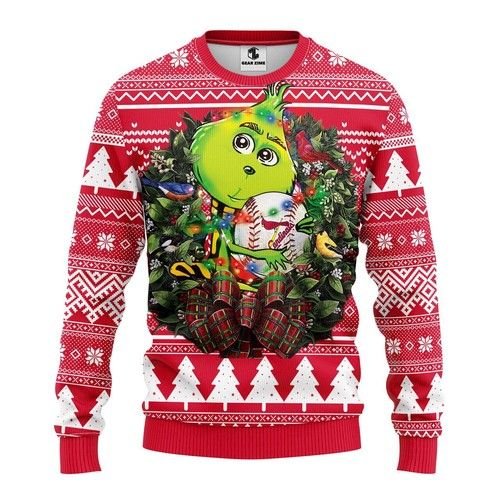 Mlb St. Louis Cardinals Grinch Hug Ugly Christmas Sweater Mlb St. Louis Cardinals Grinch Hug Ugly Christmas Sweater