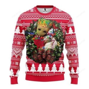 Mlb St. Louis Cardinals Groot Hug Ugly Christmas Sweater