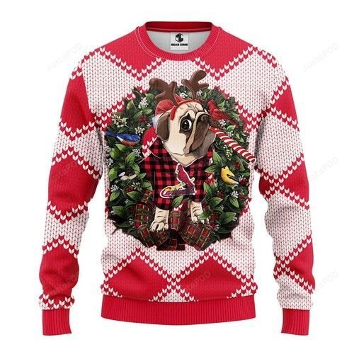 Mlb St. Louis Cardinals Pug Dog Ugly Christmas Sweater Mlb St. Louis Cardinals Pug Dog Ugly Christmas Sweater