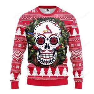 Mlb St. Louis Cardinals Skull Flower Ugly Christmas Sweater