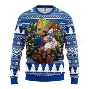Mlb Texas Rangers Groot Hug Ugly Christmas Sweater