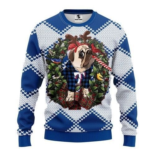 Mlb Texas Rangers Pug Dog Ugly Christmas Sweater Mlb Texas Rangers Pug Dog Ugly Christmas Sweater