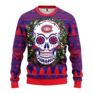 Montreal Canadiens Skull Flower For Unisex Ugly Christmas Sweater