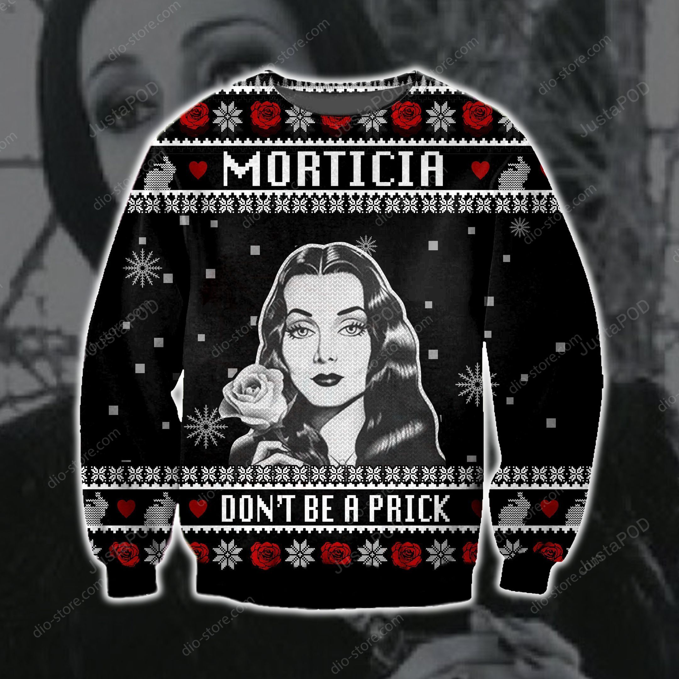 Morticia Dont Be A Prick Knitting Pattern 3d Print Ugly Sweater Morticia Dont Be A Prick Knitting Pattern 3d Print Ugly Sweater
