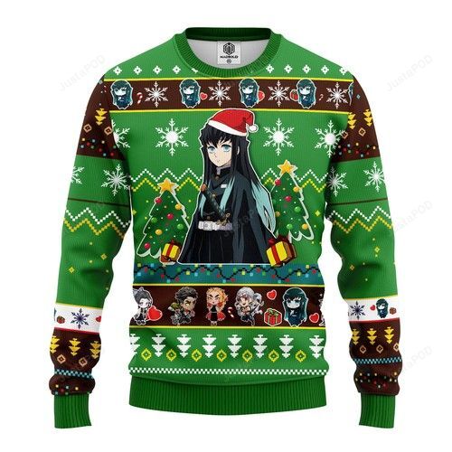 Muichiro Tokito Christmas Demon Slayer Anime Ugly Christmas Sweater Muichiro Tokito Christmas Demon Slayer Anime Ugly Christmas Sweater
