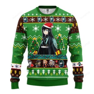 Muichiro Tokito Christmas Demon Slayer Anime Ugly Christmas Sweater Green