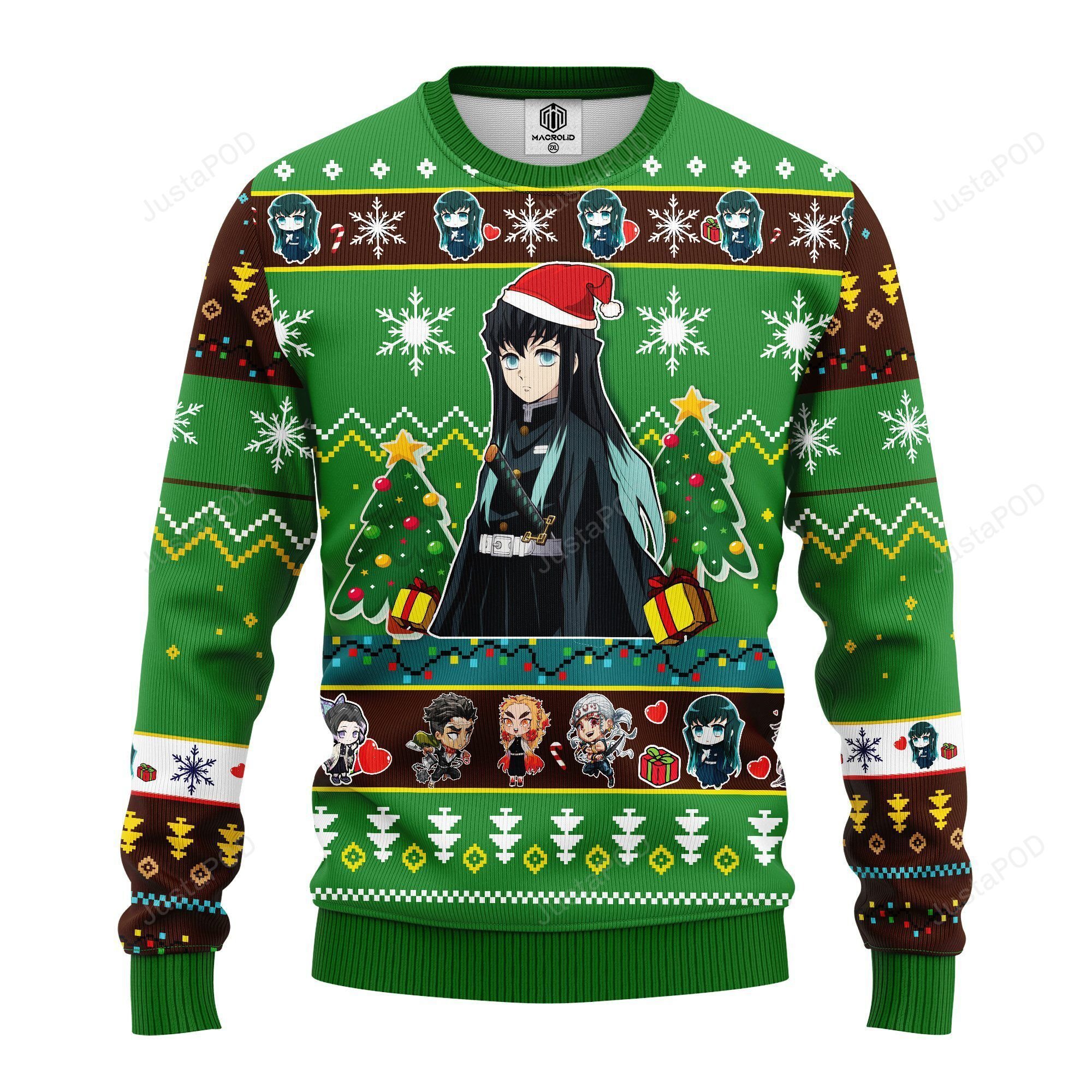 Muichiro Tokito Christmas Demon Slayer Anime Ugly Christmas Sweater Green Muichiro Tokito Christmas Demon Slayer Anime Ugly Christmas Sweater Green