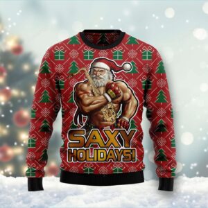 Muscle Santa Saxy Holidays Ugly Christmas Sweater