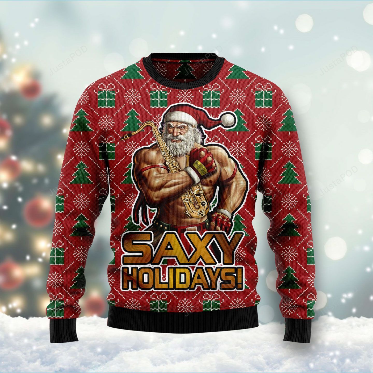 Muscle Santa Saxy Holidays Ugly Christmas Sweater Muscle Santa Saxy Holidays Ugly Christmas Sweater