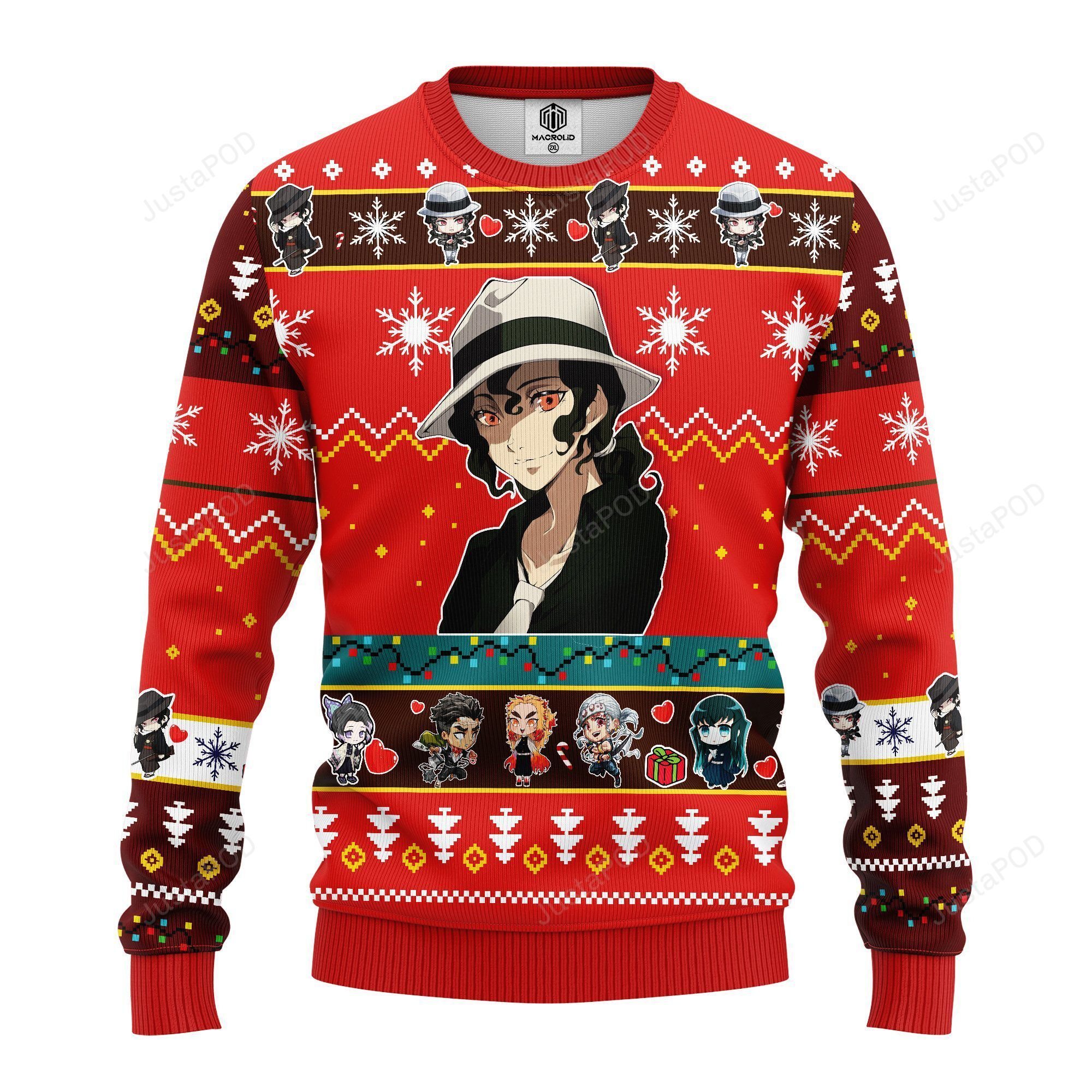 Muzan Kibutsuji Christmas Demon Slayer Anime Ugly Christmas Sweater Red Muzan Kibutsuji Christmas Demon Slayer Anime Ugly Christmas Sweater Red