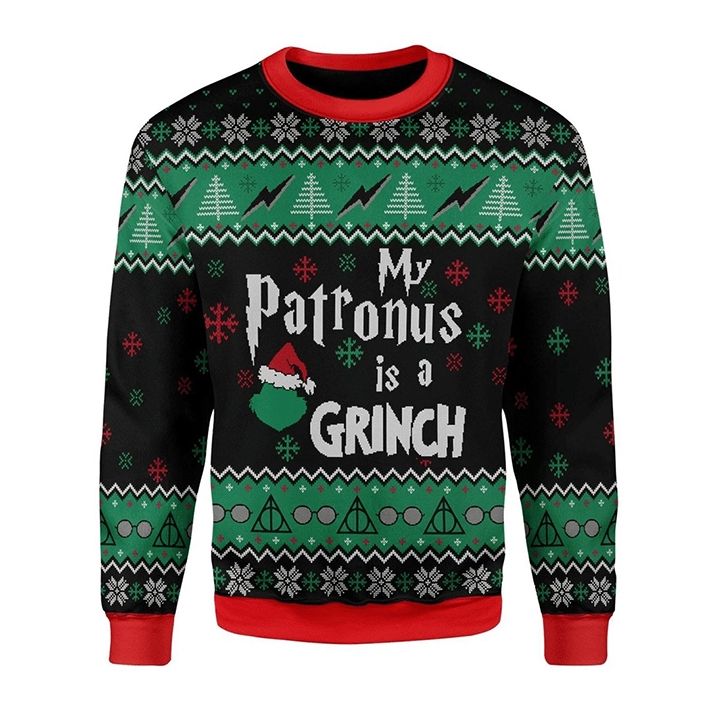 My Patronus Is A Santa Grinch For Grinch Lovers Ugly Christmas Sweater My Patronus Is A Santa Grinch For Grinch Lovers Ugly Christmas Sweater
