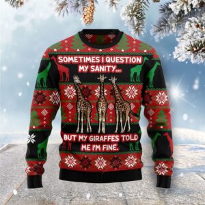 My Sanity Question Giraffe Christmas Ugly Sweater