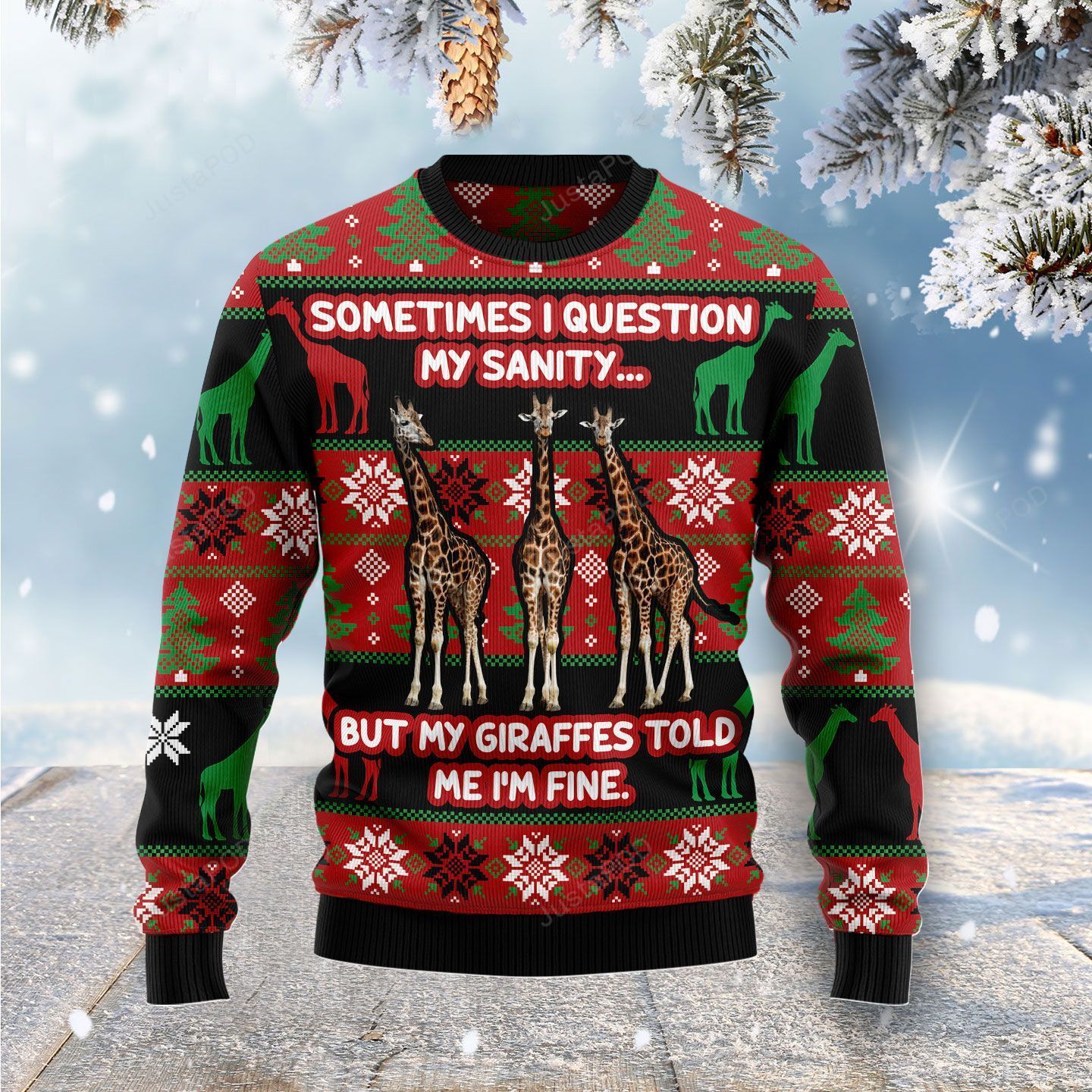 My Sanity Question Giraffe Christmas Ugly Sweater My Sanity Question Giraffe Christmas Ugly Sweater