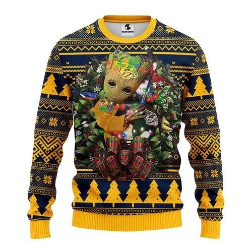 Nashville Predators Groot Hug Christmas For Fans Ugly Christmas Sweater Nashville Predators Groot Hug Christmas For Fans Ugly Christmas Sweater