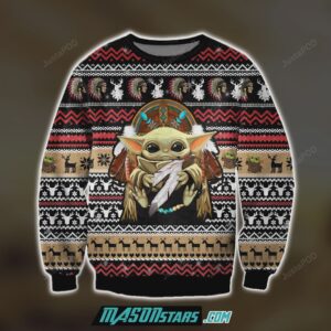 Native American Baby Yoda 3D Print Ugly Christmas Sweater