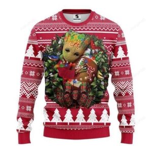 Ncaa Alabama Crimson Tide Groot Hug Ugly Christmas Sweater