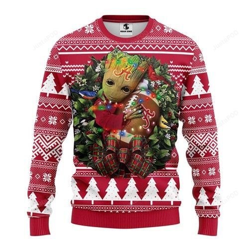Ncaa Alabama Crimson Tide Groot Hug Ugly Christmas Sweater Ncaa Alabama Crimson Tide Groot Hug Ugly Christmas Sweater
