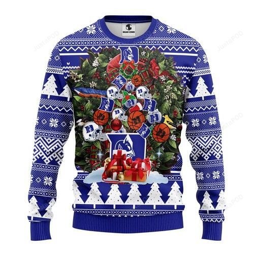 Ncaa Duke Blue Devils Tree Christmas Ugly Christmas Sweater Ncaa Duke Blue Devils Tree Christmas Ugly Christmas Sweater