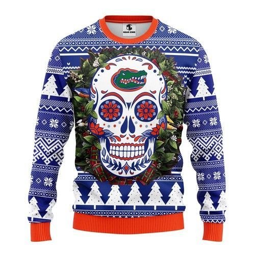 Ncaa Florida Gators Skull Flower Ugly Christmas Sweater Ncaa Florida Gators Skull Flower Ugly Christmas Sweater