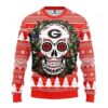 Ncaa Georgia Bulldogs Skull Flower Ugly Christmas Sweater