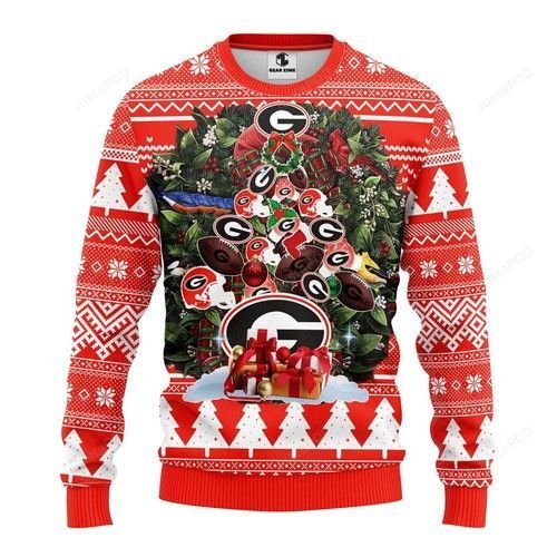 Ncaa Georgia Bulldogs Tree Christmas Ugly Christmas Sweater Ncaa Georgia Bulldogs Tree Christmas Ugly Christmas Sweater