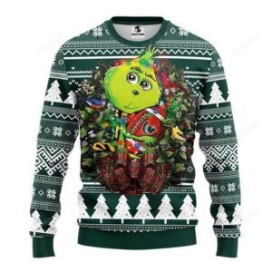 Ncaa Michigan State Spartans Grinch Hug Ugly Christmas Sweater
