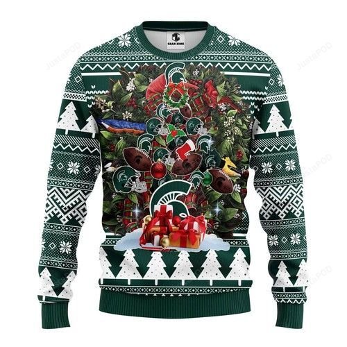 Ncaa Michigan State Spartans Tree Christmas Ugly Christmas Sweater Ncaa Michigan State Spartans Tree Christmas Ugly Christmas Sweater