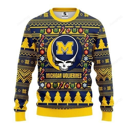 Ncaa Michigan Wolverines Grateful Dead Ugly Christmas Sweater Ncaa Michigan Wolverines Grateful Dead Ugly Christmas Sweater